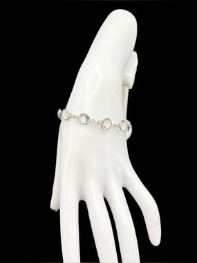 Vintage Art Deco Sterling Rivière Style Crystal Paste Link Bracelet